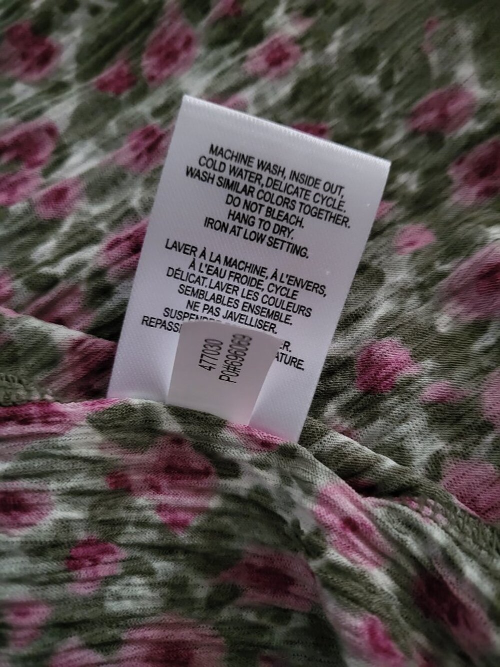 NWT Pink and Olive Green Floral Printed Pleated Midi Dress Flutter Sleeve M - Picture 10 of 10